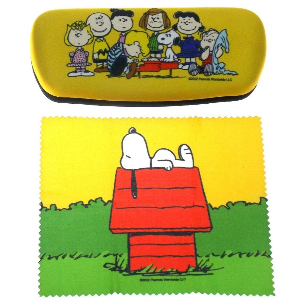 Peanuts Snoopy Eyeglass Hard Case Lens Cloth Licensed Eye Sun Glasses Padded